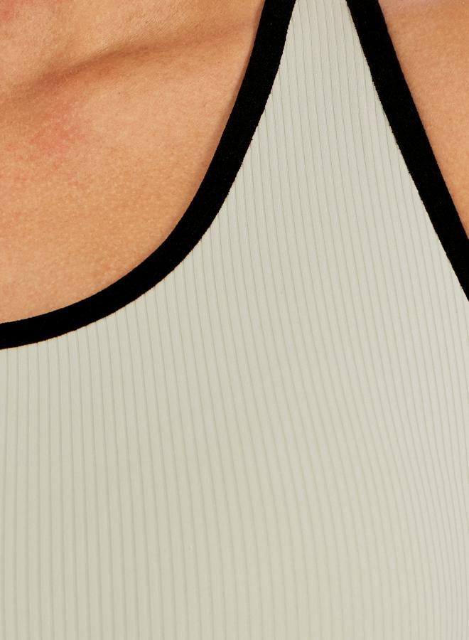 Styli Ribbed Racerback Longline Sports Bra with Contrast Piping - Image 3