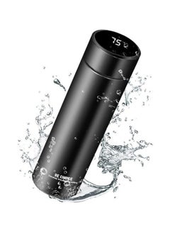 Flask smart temperature display baby kids water bottle insulated thermal digital thermo stainless steel vacuum drink flasks warmer hot & cold drink bottles coffee tea travel mug 500ml led satin black