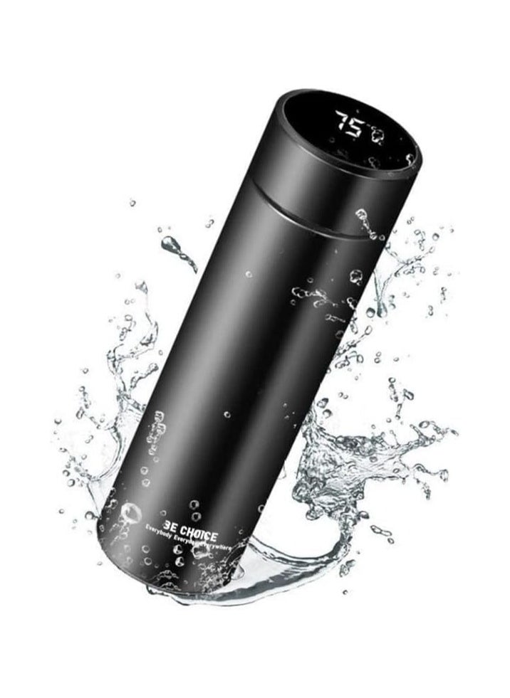 Generic - Flask smart temperature display baby kids water bottle insulated thermal digital thermo stainless steel vacuum drink flasks warmer hot & cold drink bottles coffee tea travel mug 500ml led satin black - Image 1