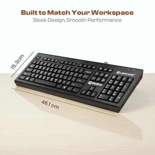 LAPCARE LMK-012 Multilingual USB Keyboard – Hindi English Typing, 104 Silent Keys, 10 Million Keystrokes, 1.5M Cable, Rupee Key, Membrane Switch – for Business & Office Use - Image 5