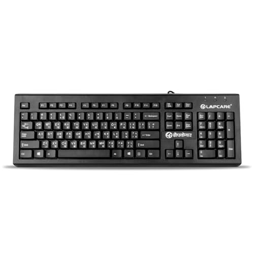 LAPCARE LMK-012 Multilingual USB Keyboard – Hindi English Typing, 104 Silent Keys, 10 Million Keystrokes, 1.5M Cable, Rupee Key, Membrane Switch – for Business & Office Use - Image 1