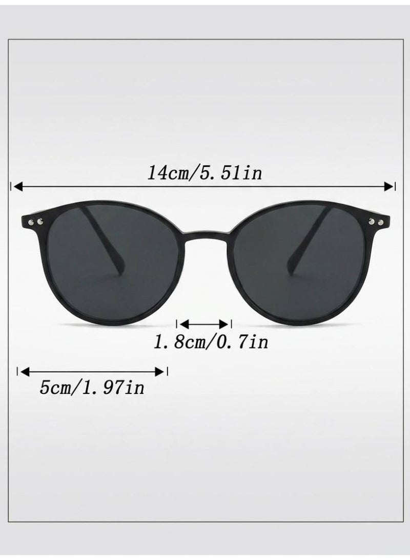 Aura Style Round Retro Fashion Sunglasses for Women, Ultra-Lightweight Eyewear with Metal Temples, Black - Image 5