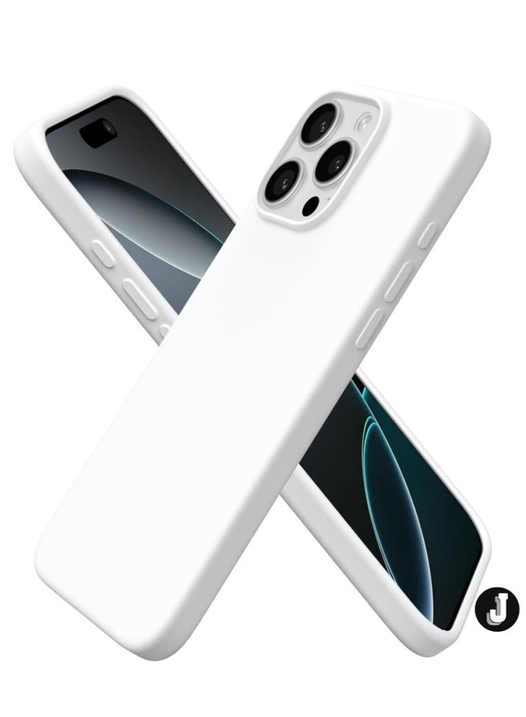 JAJEEK "New Soft Liquid Silicone Gel Case for iPhone 16 Pro Max – Full Body Shockproof Protection, Matte Finish & Soft Microfiber Lining (White)" - Image 1