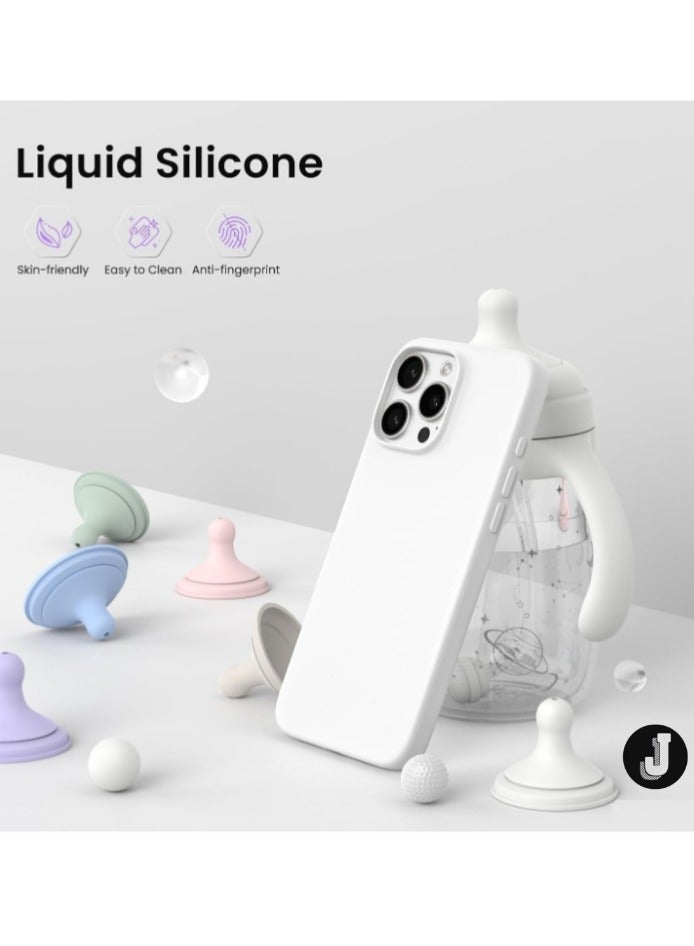 JAJEEK "New Soft Liquid Silicone Gel Case for iPhone 16 Pro Max – Full Body Shockproof Protection, Matte Finish & Soft Microfiber Lining (White)" - Image 4