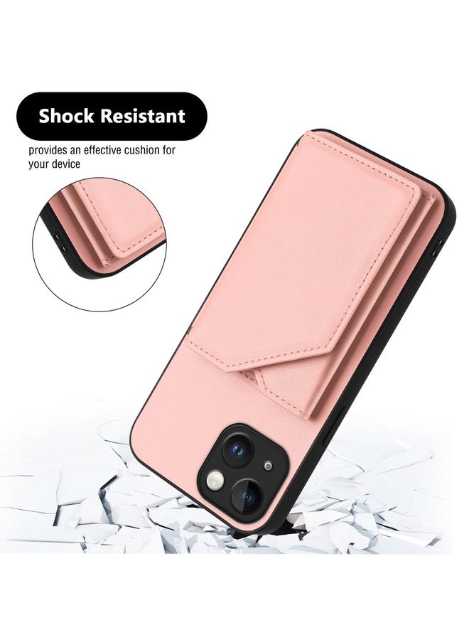 زبون جراب لهاتف iPhone 13 mini Skin Feel مع أربع فتحات للبطاقات وحزام معصم - Image 3