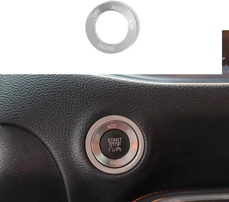 Keptrim for Challenger Charger Engine Start Stop Trim for 2010-2021 Dodge Challenger Charger, Silver Aluminum Alloy 1pc - Image 1
