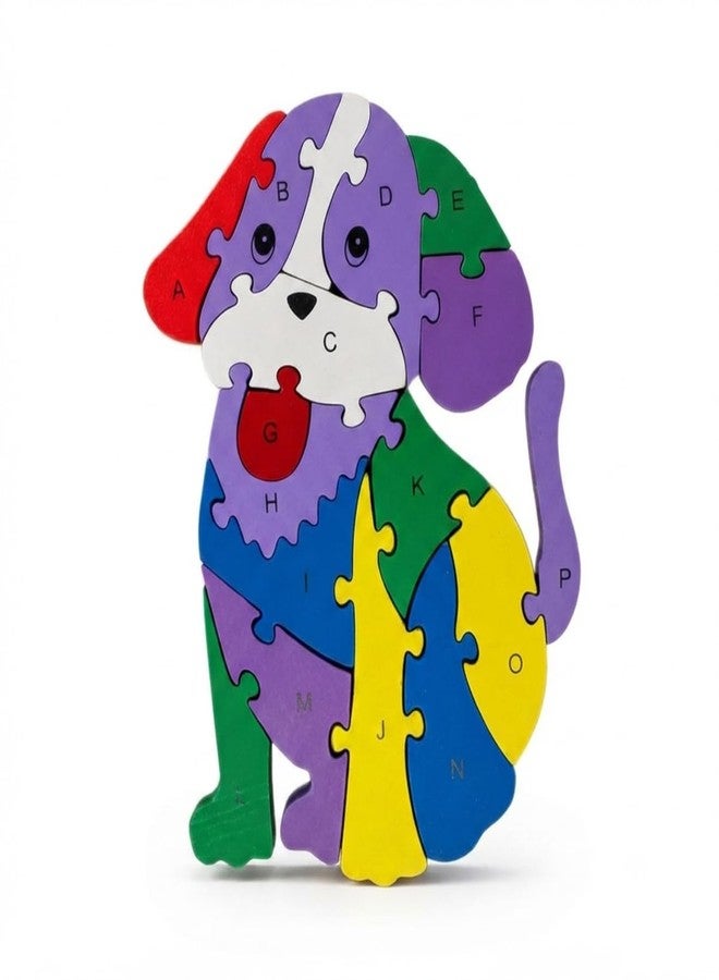 Neotea Wooden Dog Shaped 3D Puzzle | A-Z Alphabet Learning Blocks for Toddlers | Educational Toy for Kids | Fun Jigsaw Puzzle | Preschool Gift for Boys & Girls | Early Learning Animal Puzzle - Image 1