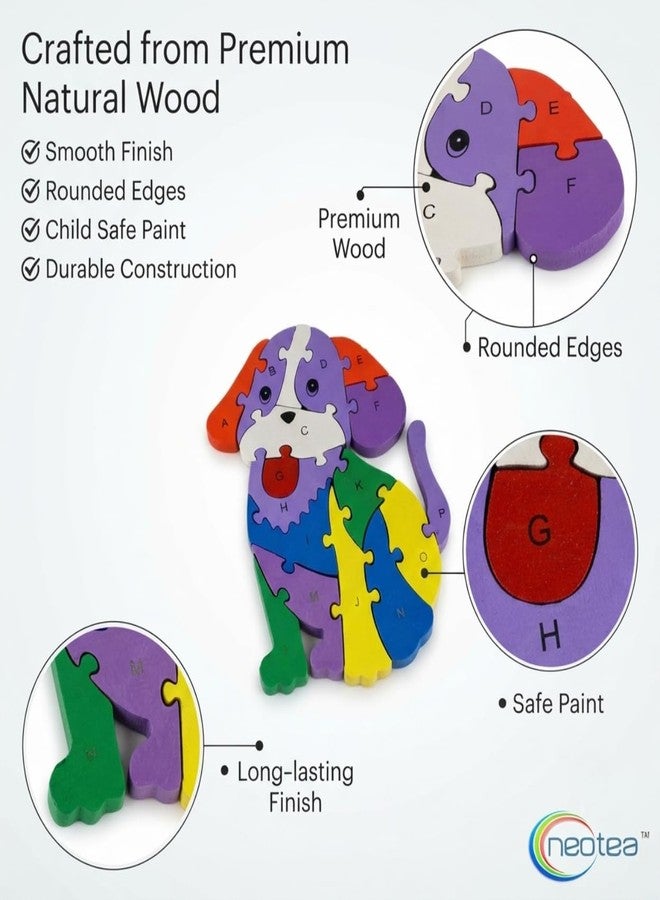 Neotea Wooden Dog Shaped 3D Puzzle | A-Z Alphabet Learning Blocks for Toddlers | Educational Toy for Kids | Fun Jigsaw Puzzle | Preschool Gift for Boys & Girls | Early Learning Animal Puzzle - Image 3