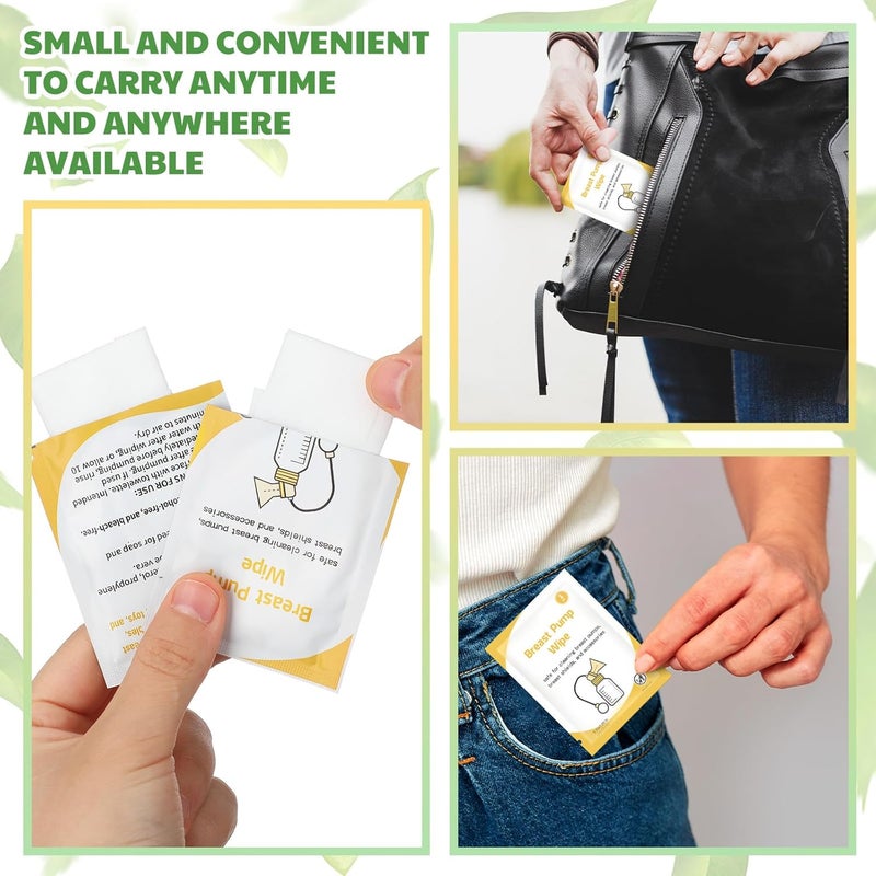 Demissle 100 Pack Breast Pump Wipes Individually Wrapped Quick Clean Pump Parts Cleaning Wipes for Tables Countertops Chairs and More Convenient and Hygienic Breastfeeding Supplie - Image 5