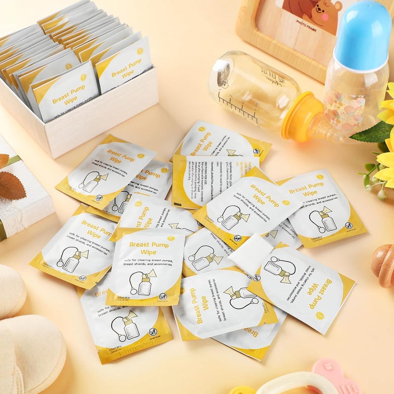 Demissle 100 Pack Breast Pump Wipes Individually Wrapped Quick Clean Pump Parts Cleaning Wipes for Tables Countertops Chairs and More Convenient and Hygienic Breastfeeding Supplie - Image 2