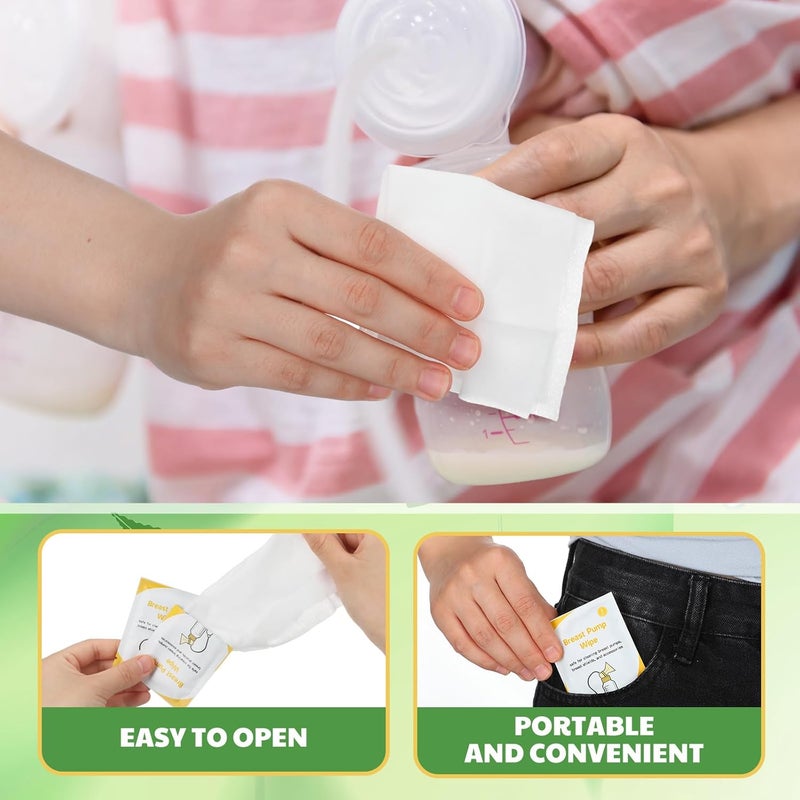 Demissle 100 Pack Breast Pump Wipes Individually Wrapped Quick Clean Pump Parts Cleaning Wipes for Tables Countertops Chairs and More Convenient and Hygienic Breastfeeding Supplie - Image 4