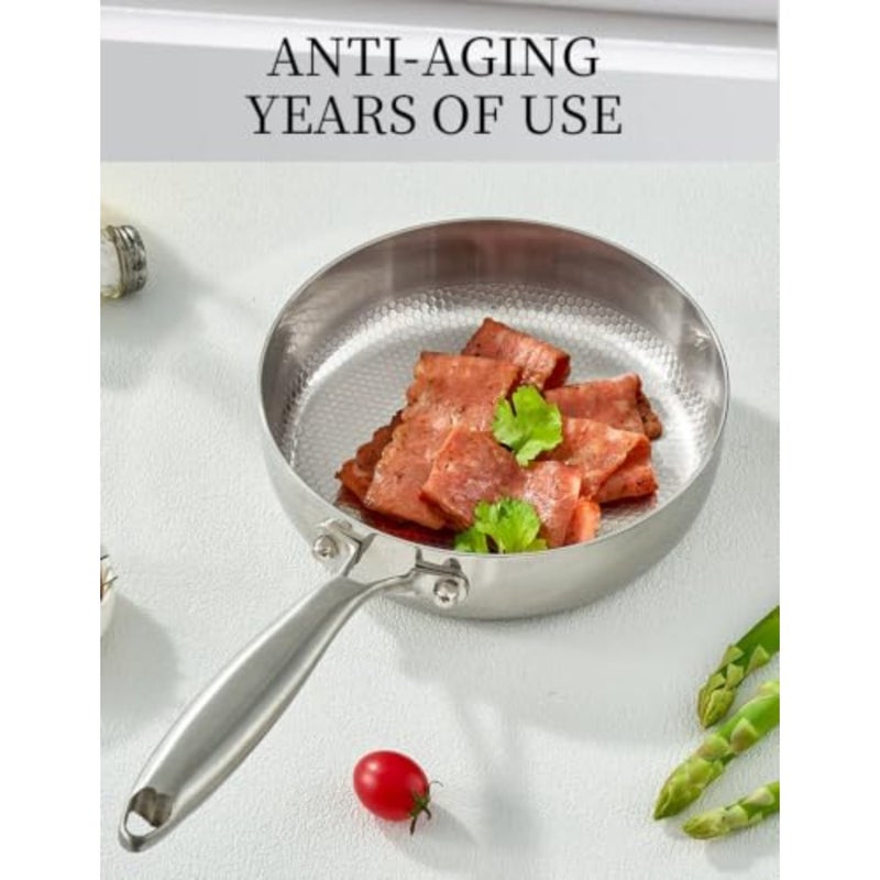 Titanium Frying Pan With Lid, NON-STICK, Uncoated Hammered Skillet Good For Healthy 28cm - Image 4