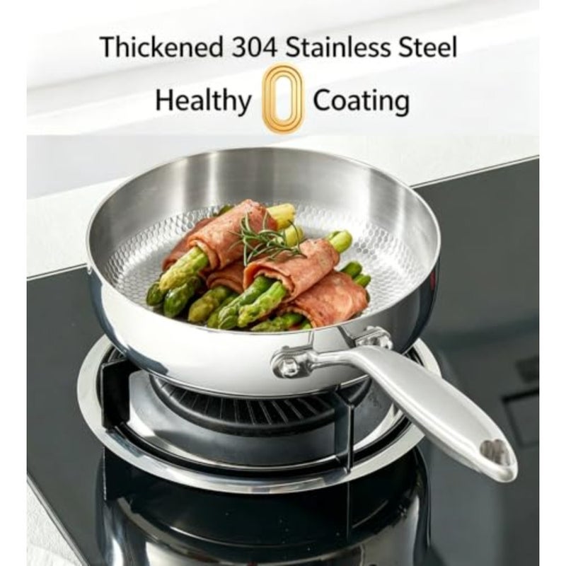 Titanium Frying Pan With Lid, NON-STICK, Uncoated Hammered Skillet Good For Healthy 28cm - Image 5