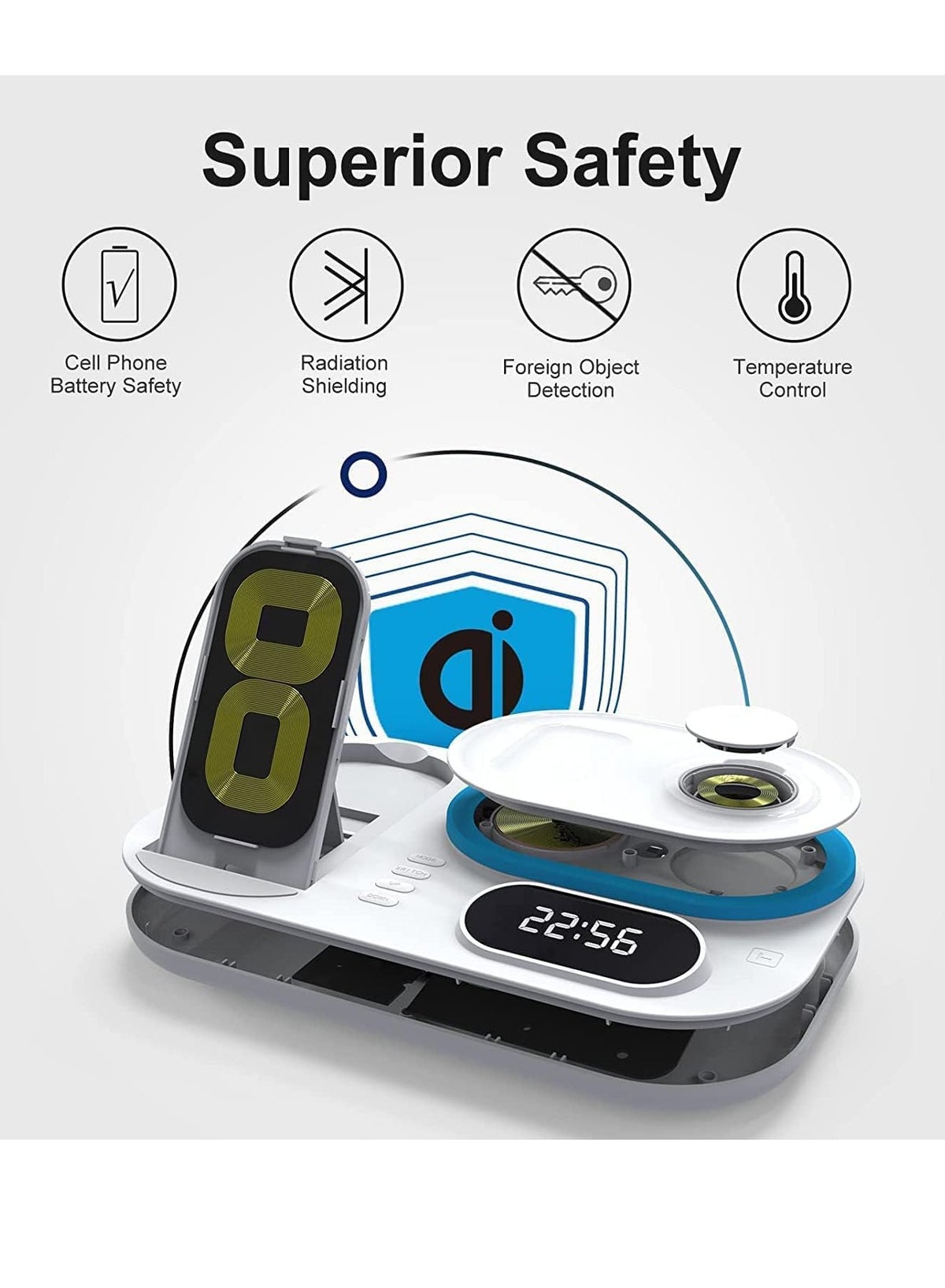 Glassology 4 In 1 30w Wireless Charger Station With Clock