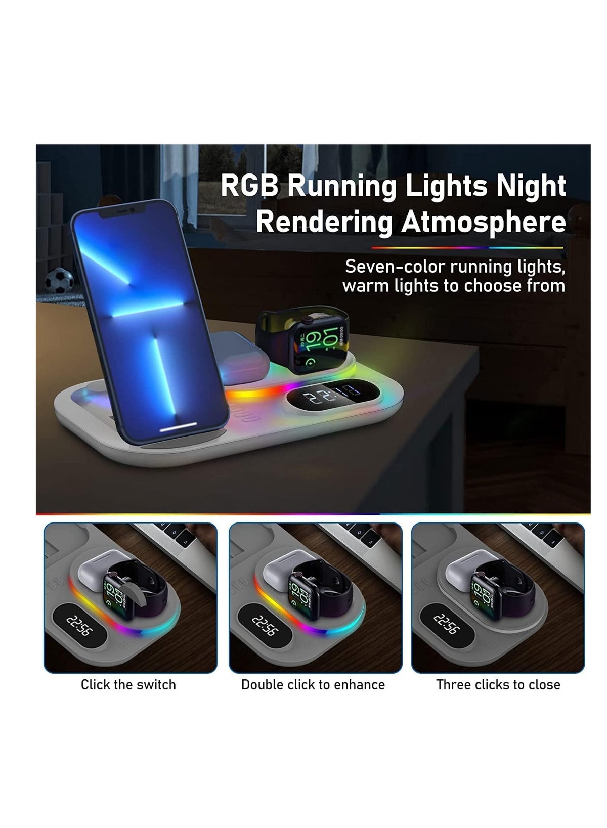 Glassology 4 In 1 30w Wireless Charger Station With Clock