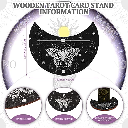 Yulejo Wooden Tarot Card Case and Stand Holder, Cards Box Fortune Telling Trinket Keepsake with Pendulum Board Moon Shape Altar Display for Witch (Stylish Style) - Image 3