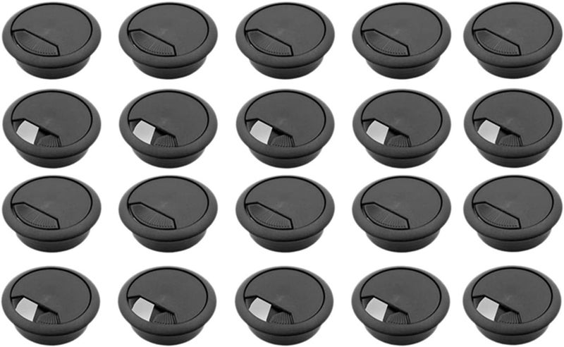 Desk Grommet,Cable Grommet 20Pcs 2 Inch Desk Wire Cord Cable Grommets Hole Cover for Office PC Desk Cable Cord Organizer Plastic Cover(Black) - Image 1
