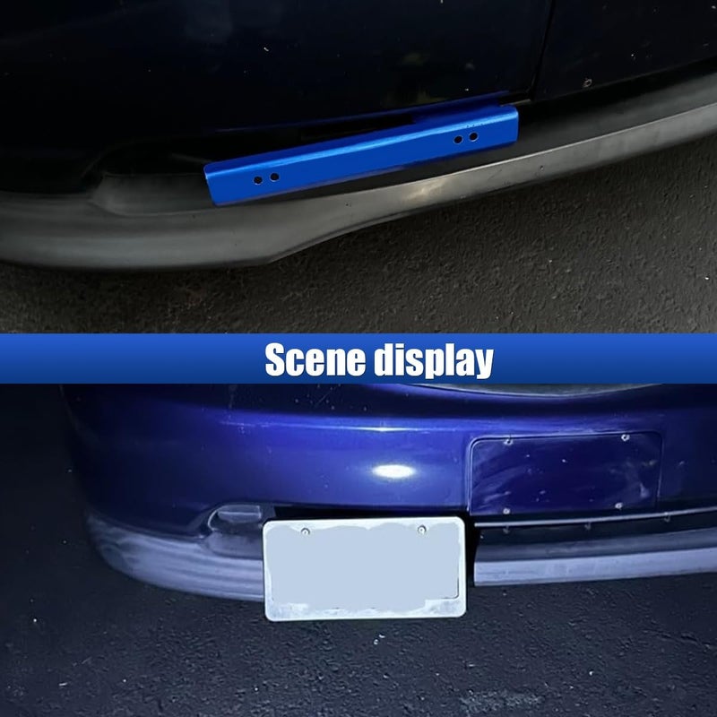 LHDOS Car License Plate Bracket Holder, Aluminum Front Bumper License Plate Relocator Frame Holder Bar, License Plate Mount Bracket Kit with Bolts and Nuts, Universal License Plate Holder (Blue) - Image 5