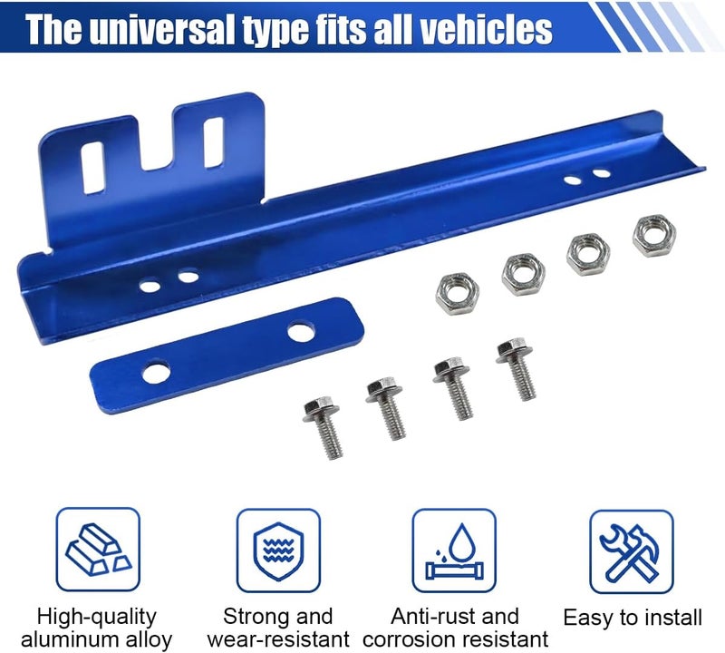 LHDOS Car License Plate Bracket Holder, Aluminum Front Bumper License Plate Relocator Frame Holder Bar, License Plate Mount Bracket Kit with Bolts and Nuts, Universal License Plate Holder (Blue) - Image 3