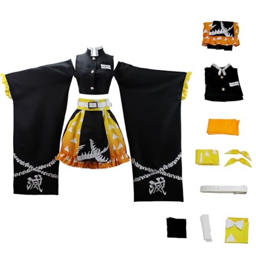 Juejuezi New Women Cosplay Costume Kimono Dress Halloween Off Shoulder Skirt Outfit Adult (M, Yellow) - Image 1
