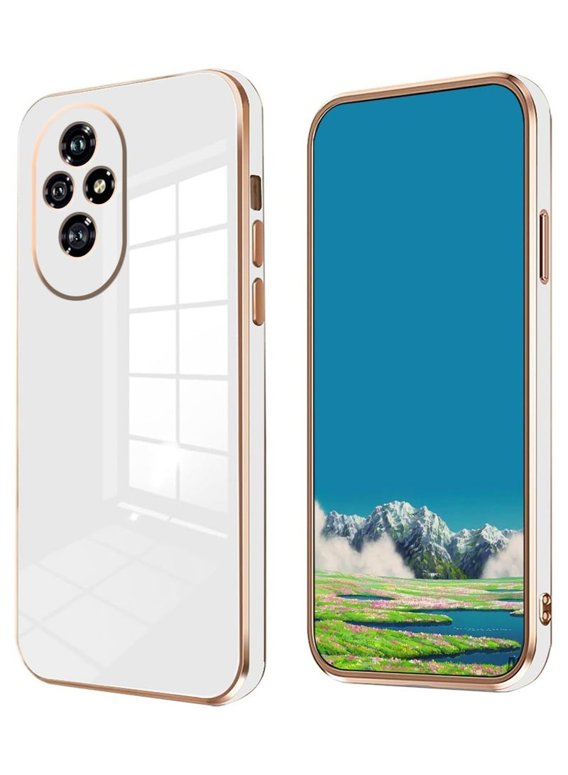 Compatible with Honor 200 cover, smooth veneer gold plated chrome, white Thin and smooth shock-proof full protection Honor 200 case -white