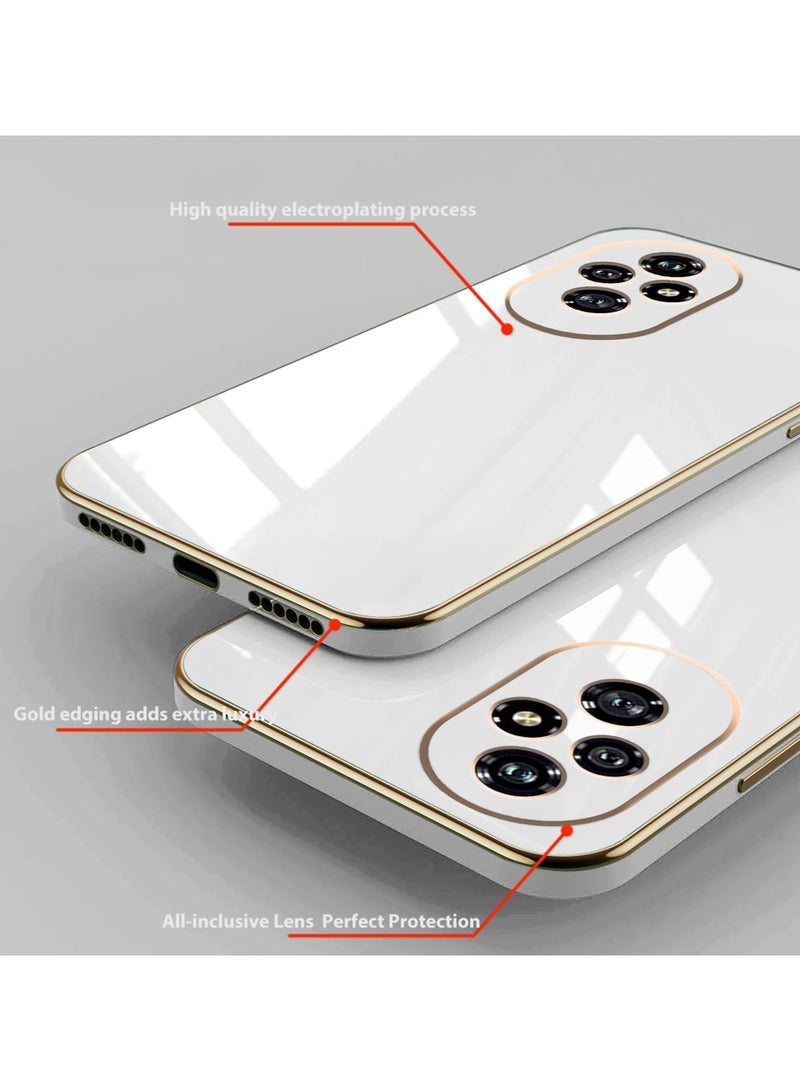 Compatible with Honor 200 cover, smooth veneer gold plated chrome, white Thin and smooth shock-proof full protection Honor 200 case -white