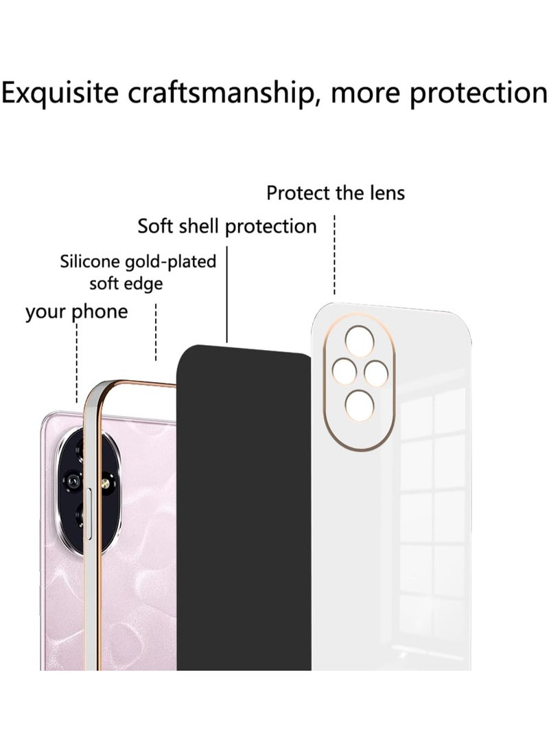 Compatible with Honor 200 cover, smooth veneer gold plated chrome, white Thin and smooth shock-proof full protection Honor 200 case -white