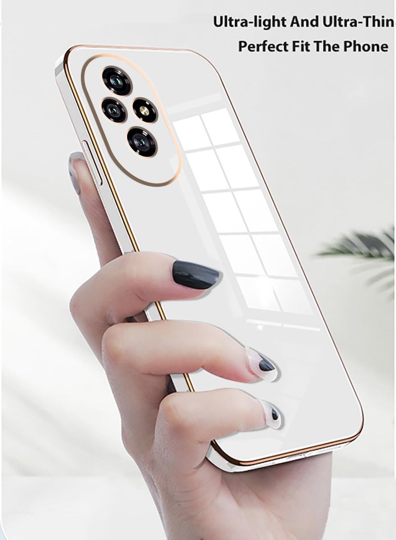 Compatible with Honor 200 cover, smooth veneer gold plated chrome, white Thin and smooth shock-proof full protection Honor 200 case -white