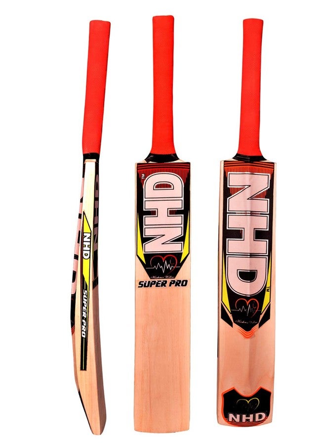NHD Super PRO Poplar Willow Cricket Bat for Hard & Soft Cricket Tennis Ball (Size 6) - Image 1