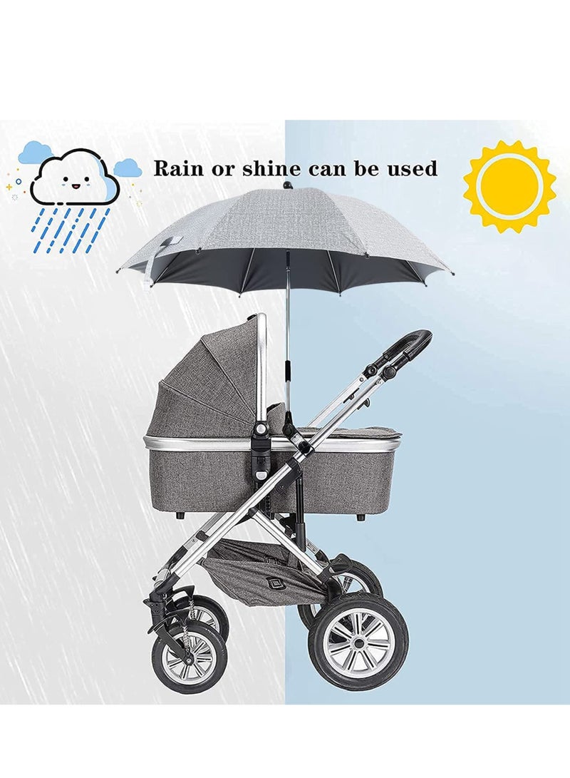 KASTWAVE Baby Stroller Parasol, 75 cm Sunshade with Clip Universal Stroller UV Protection Umbrella 50+ Adjustable 360 Degree Waterproof Umbrella for Strollers, Strollers, Wheelchairs, Beach Chair - Gray  - Image 2
