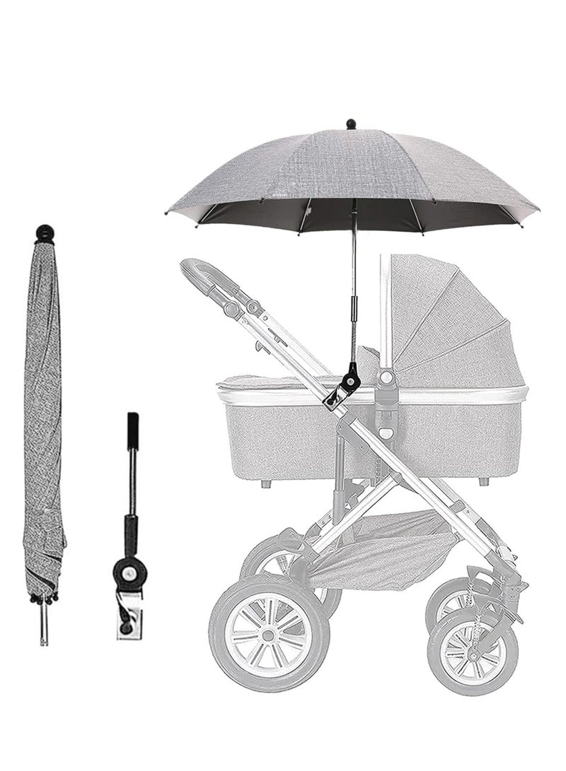 KASTWAVE Baby Stroller Parasol, 75 cm Sunshade with Clip Universal Stroller UV Protection Umbrella 50+ Adjustable 360 Degree Waterproof Umbrella for Strollers, Strollers, Wheelchairs, Beach Chair - Gray  - Image 1