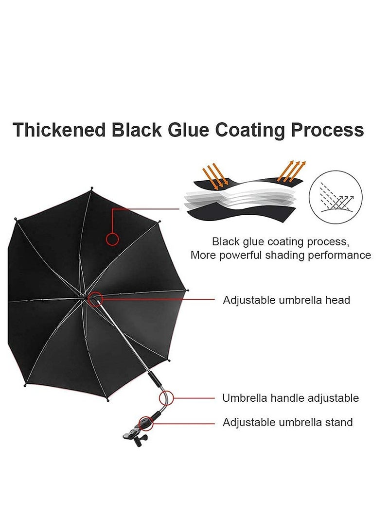KASTWAVE Baby Stroller Parasol, 75 cm Sunshade with Clip Universal Stroller UV Protection Umbrella 50+ Adjustable 360 Degree Waterproof Umbrella for Strollers, Strollers, Wheelchairs, Beach Chair - Gray  - Image 3