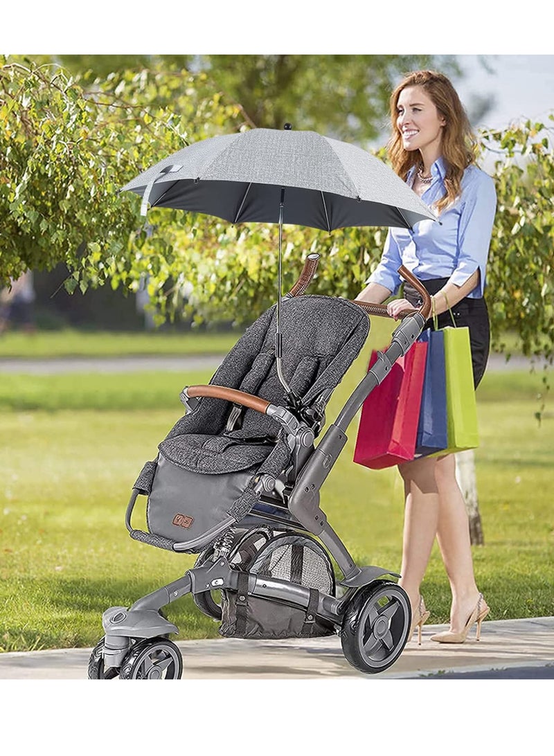 KASTWAVE Baby Stroller Parasol, 75 cm Sunshade with Clip Universal Stroller UV Protection Umbrella 50+ Adjustable 360 Degree Waterproof Umbrella for Strollers, Strollers, Wheelchairs, Beach Chair - Gray  - Image 5