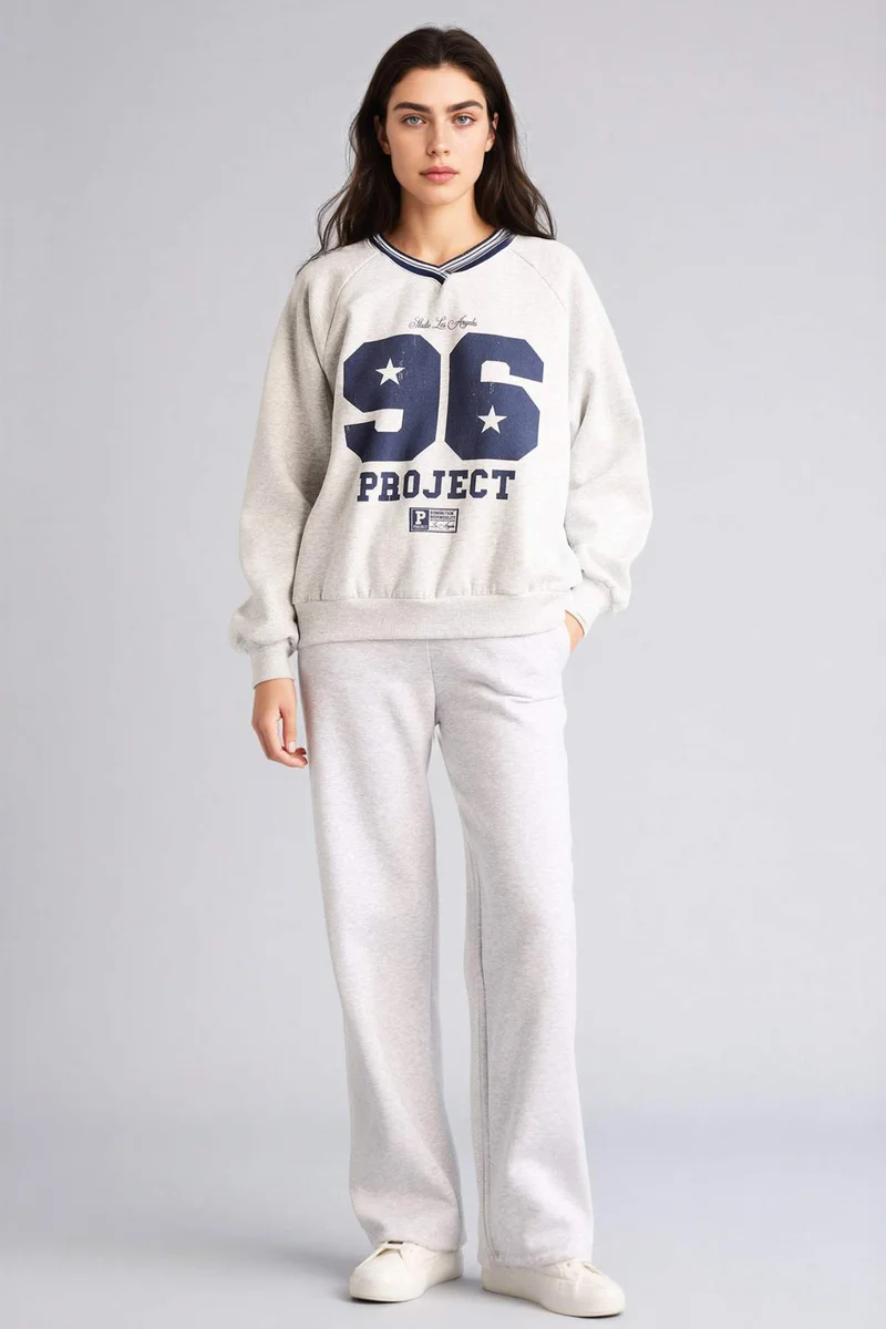 DeFacto Oversize Fit Printed Long Sleeve Sweatshirt