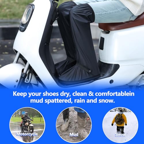 Massmot 23.62 Inch Rain Shoes Cover for Men Women, Tall Waterproof Shoe Cover Protector, Reusable PVC Shoe Cover for Rainy Season with Reflective Strips for Outdoor Activities and Rainy Season (Black, 9UK) - Image 4