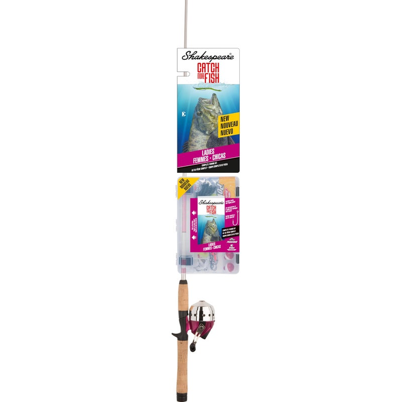 Shakespeare Catch More Fish Ladies Spincast Fishing Combo, Includes Shakespeare Fishing Rod & Reel, Berkley Fishing Baits, Live Bait Tackle, & Tackle Box, Pre-Spooled with 6lb Stren Line - Image 1