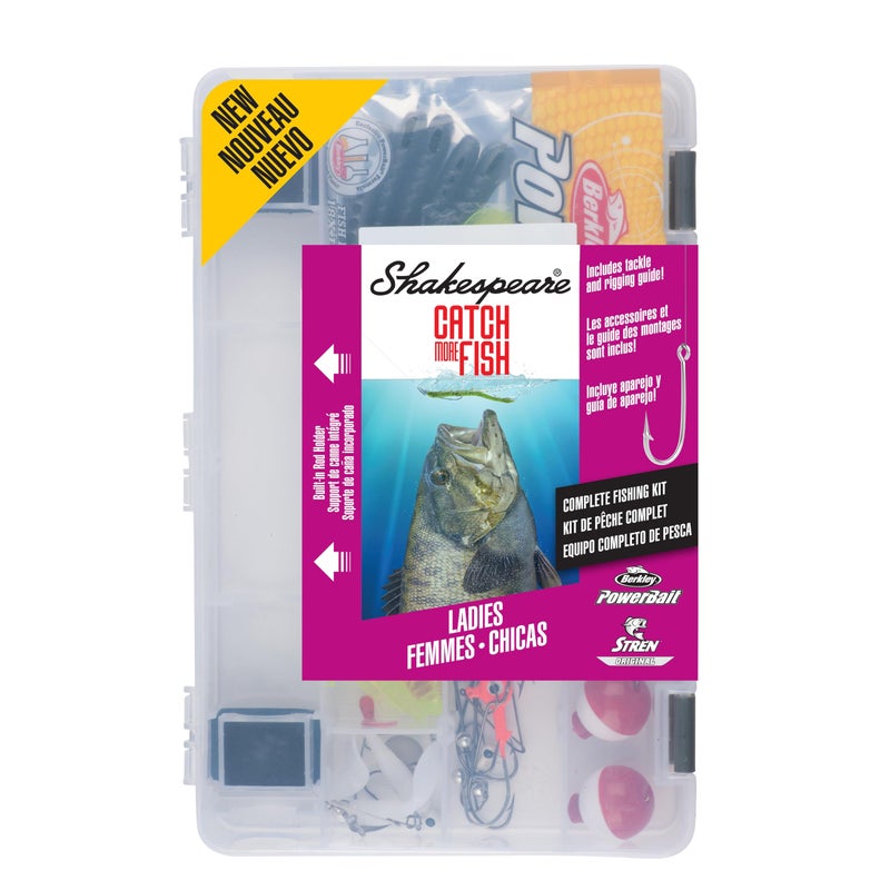 Shakespeare Catch More Fish Ladies Spincast Fishing Combo, Includes Shakespeare Fishing Rod & Reel, Berkley Fishing Baits, Live Bait Tackle, & Tackle Box, Pre-Spooled with 6lb Stren Line - Image 2