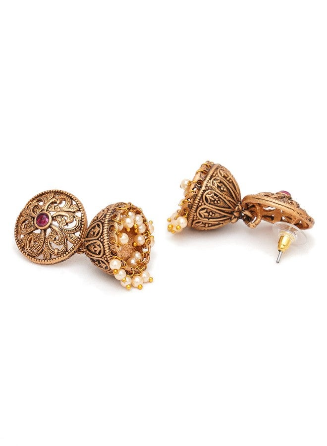 Karatcart Gold Plated Round Jhumki Earrings for Women - Image 4