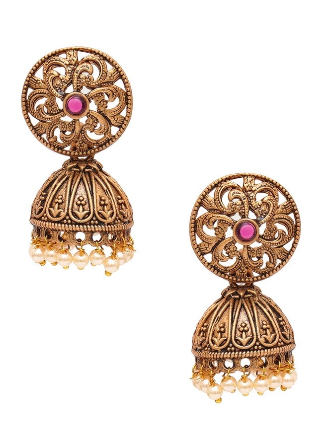 Karatcart Gold Plated Round Jhumki Earrings for Women - Image 1