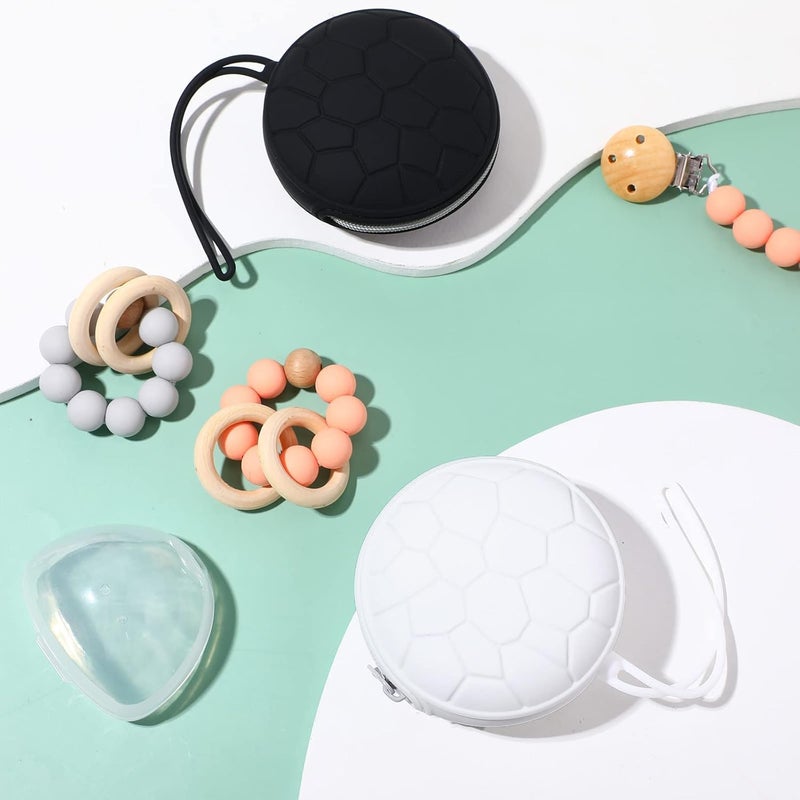 Luckam مجموعة 4 قطع لحامل اللهاية، غطاء لحامل اللهاية من السيليكون وصندوق تخزين اللهاية الشفاف، حقيبة تخزين اللهاية، سهل التنظيف، أسود، أبيض - Image 5