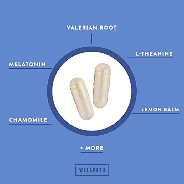 WellPath Rest Valerian Root Sleep Aid for Adults with Melatonin & L-Theanine | Natural & Herbal Sleeping Pills with Extra Strength | | 5-HTP, Lemon Balm, Chamomile, 60 Ct - Image 4