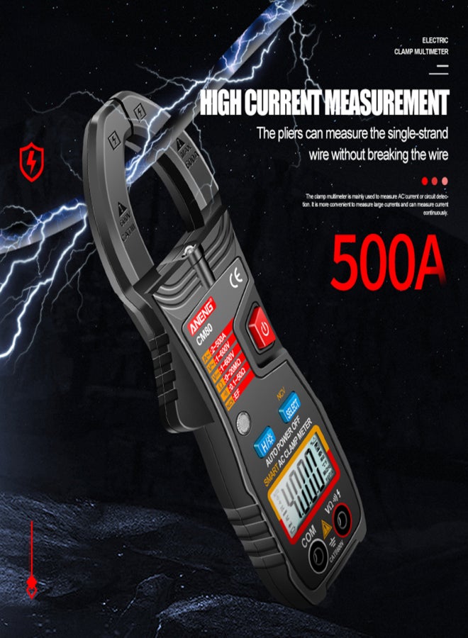 ANENG CM80 Clamp Meter Clamp Type Multimeter 4000 Counts Auto Range Voltmeter 500A AC Ammeter Resistance Meter with Flashlight - Image 4