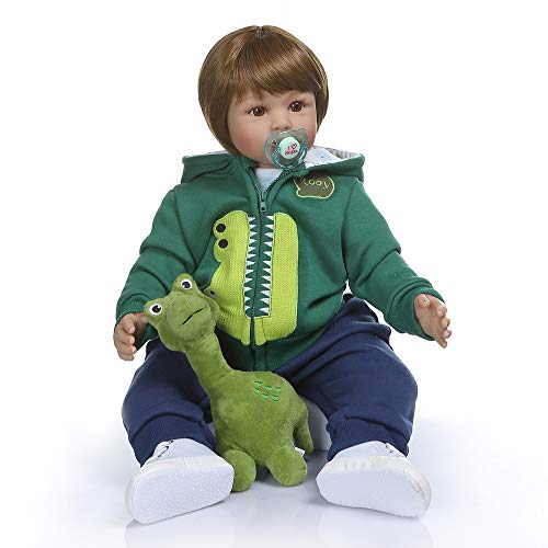 iCradle Realistic Look 24inch 60cm Reborn Baby Doll Twin Toddler Doll Soft Silicone Vinyl Bebe Doll Newborn Princess Long Hair Doll Toy for Ages 3 - Image 5