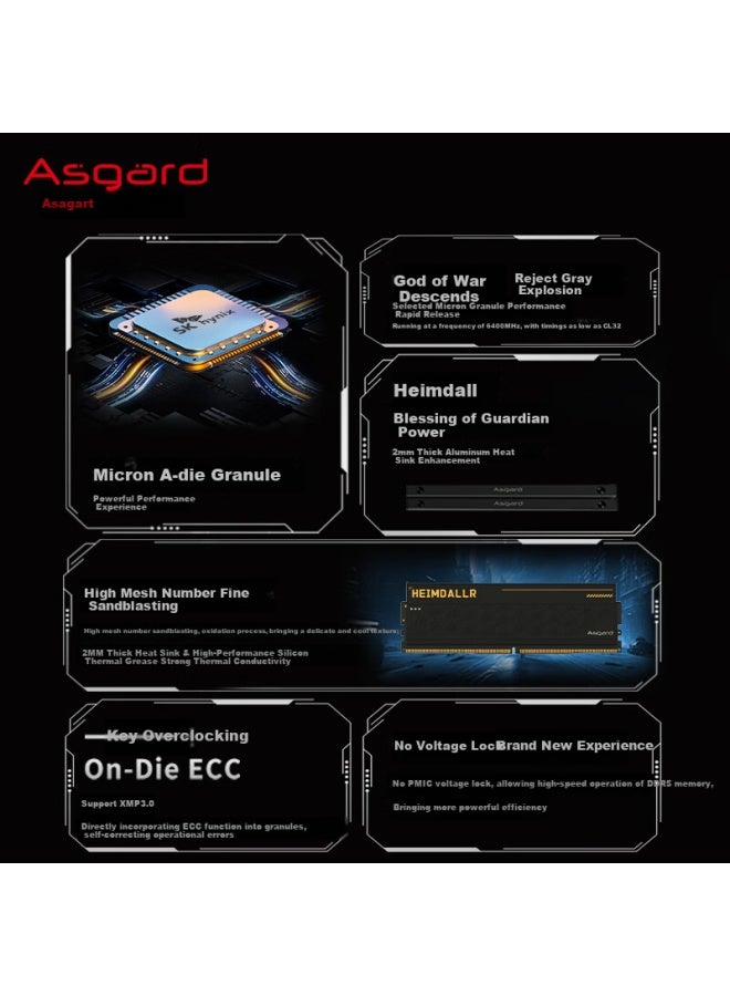 Asgard 32gb Kit Ddr5 6400 Desktop Memory Module Heimdallr Hynix A-die Chips Cl32
