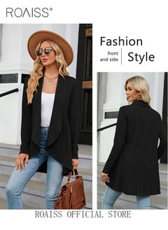 roaiss Ladies Casual Regular Fit Long Sleeve Top Women Solid Color Cardigan Casual and Versatile Women Knitted Coat  - Image 3