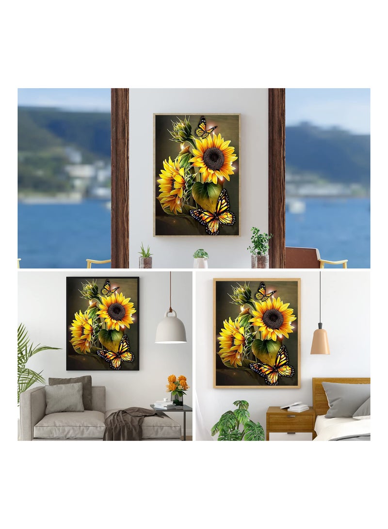 SYOSI Sunflower Diamond Painting Set 5D DIY Butterfly Diamond Art Set - Image 3