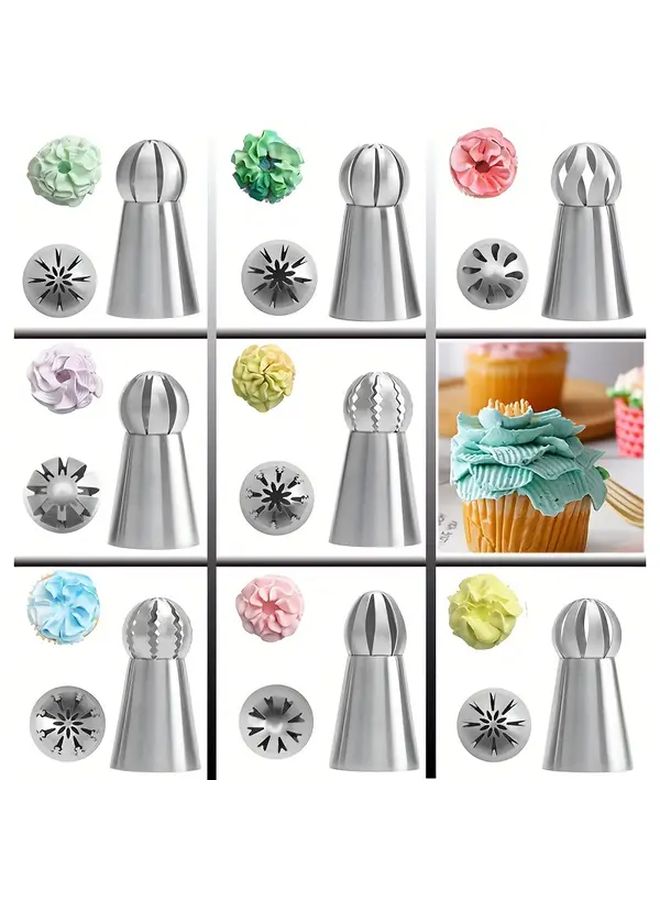 Russian Ball Frosted 8 Piece Set Piping Tips for Cake Cupcake Decorating - Image 2