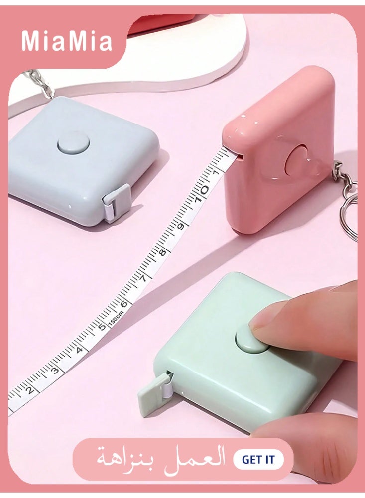 Miamia Mini Retractable Tailor Measuring Tape 3-Piece Set with Dual Scale for Sewing Knitting Crafts Daily Use in Pink Blue Green - Image 1