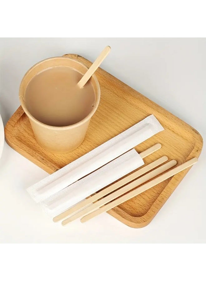 MOMENT MOMENT 14 cm Disposable Wooden Coffee Stirrers [100 Pack] Individually Wrapped Stir Sticks for Tea, Hot Chocolate and Craft Projects  - Image 4