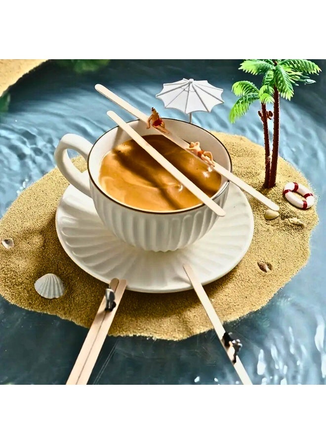 MOMENT MOMENT 14 cm Disposable Wooden Coffee Stirrers [100 Pack] Individually Wrapped Stir Sticks for Tea, Hot Chocolate and Craft Projects  - Image 3